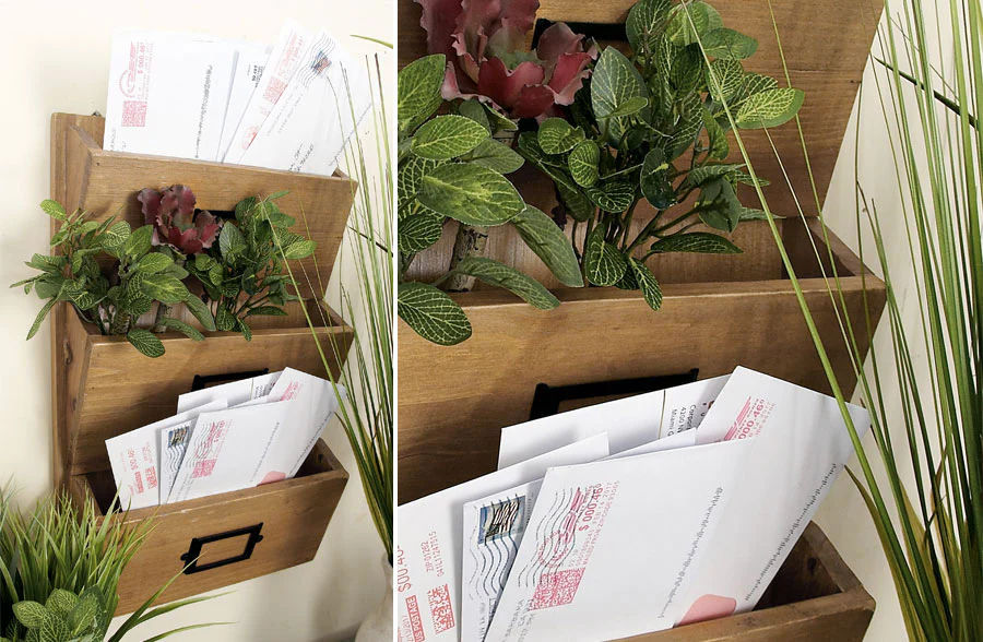 Three Tiered Wooden Wall Bin