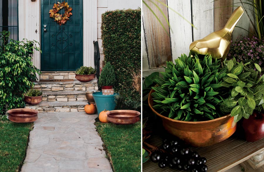 Round Copper Colored Planters, Set of 4