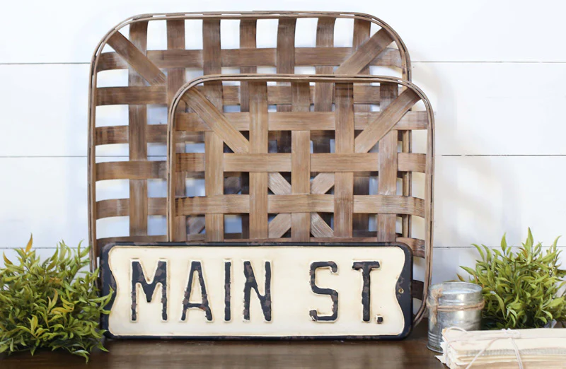 Square Tobacco Baskets  Set of 2