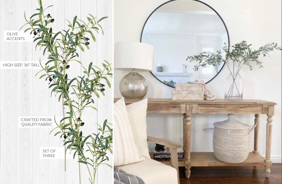 36 Inch Olive Stems, Set of 3