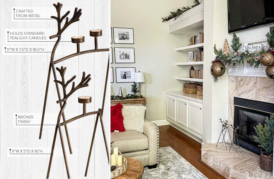 Reindeer Tealight Candle Holders, Set of 2