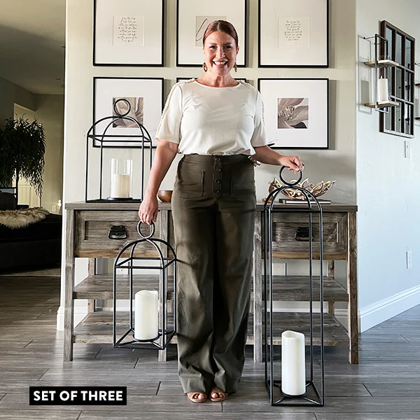 Forged-Iron Outdoor Lanterns, Set of 3