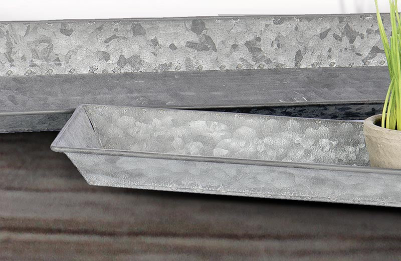 Galvanized Box Trays  Set of 2