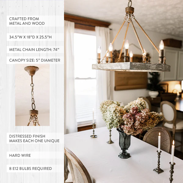 Wood and Metal Rustic Chandelier