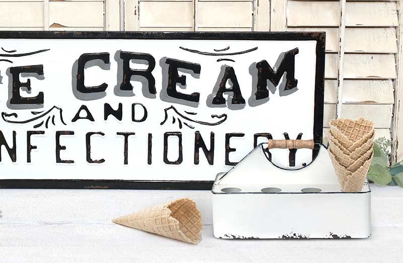 White Distressed Enamel Caddy