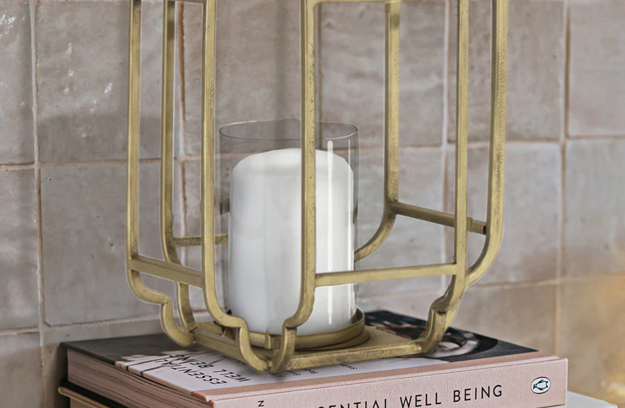 Golden Framed Candle Lantern