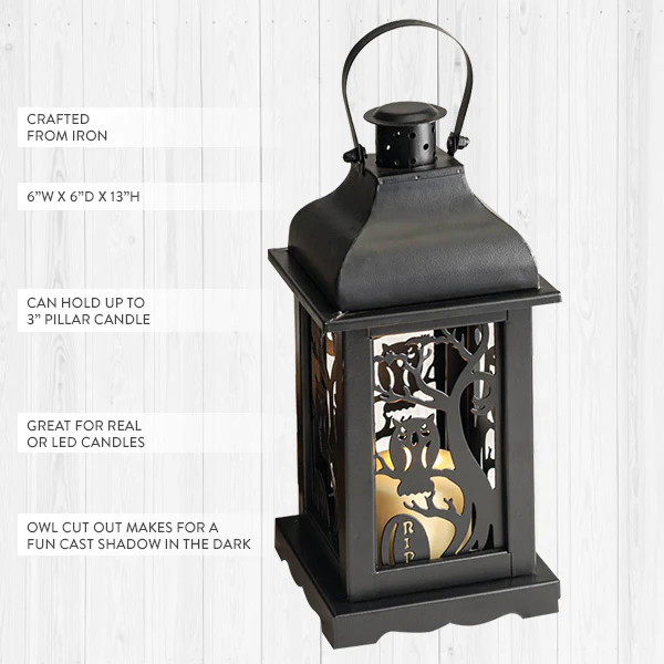 Owl Cutout Metal Lantern