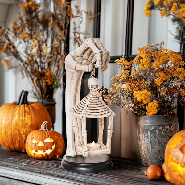 Light Up Skeleton Lantern Decor