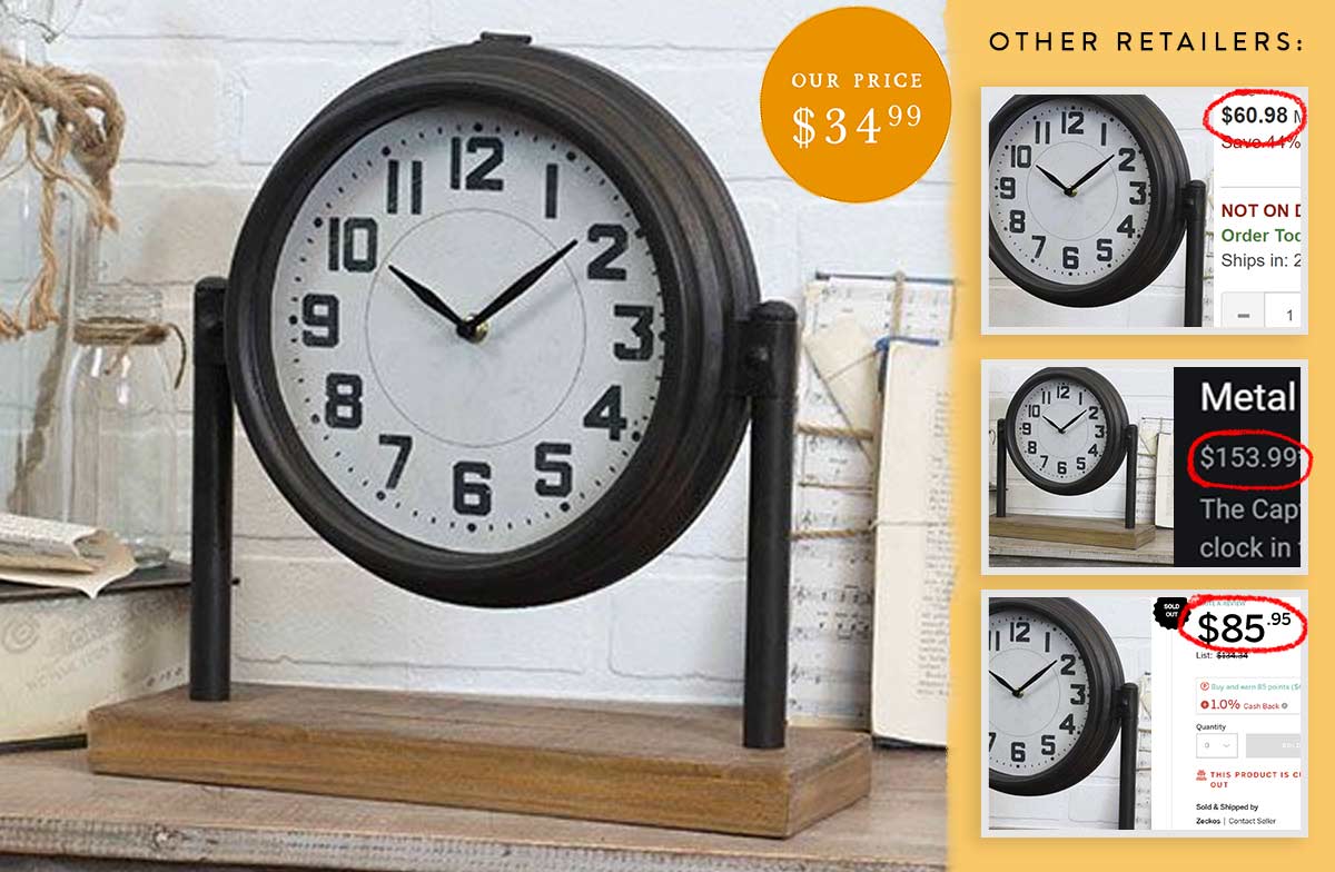 Vintage Black Tabletop Clock