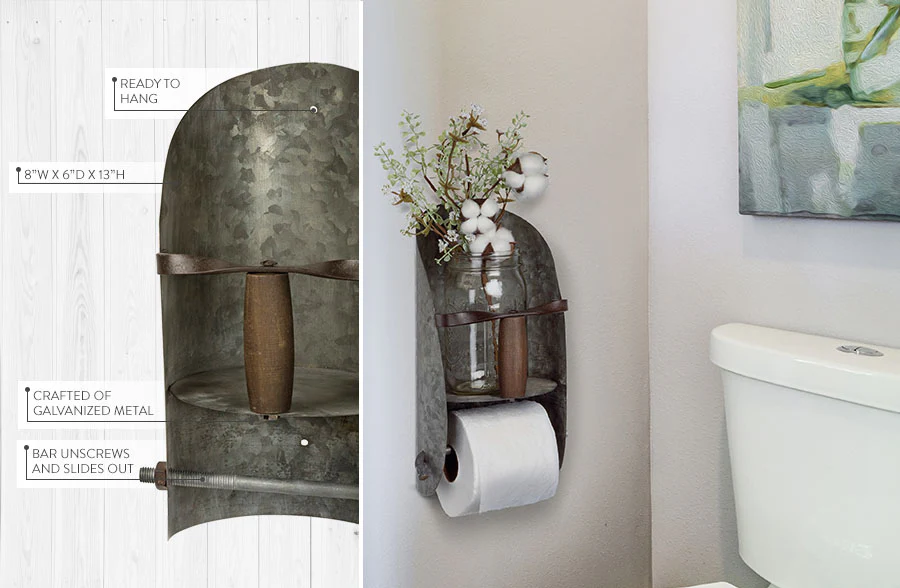 Galvanized Metal Toilet Paper Caddy