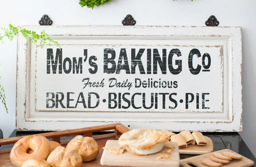 Wooden Wall Sign Mom's Baking Co