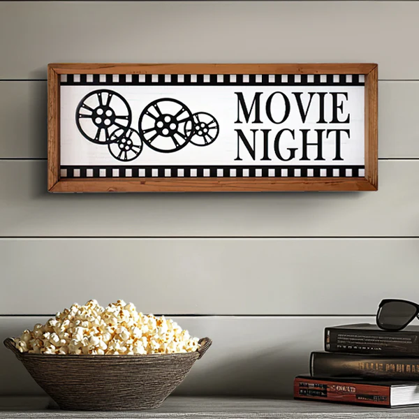 Retro Movie Night Wall Sign