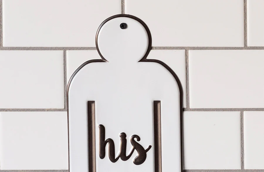 His and Hers Metal Bathroom Signs