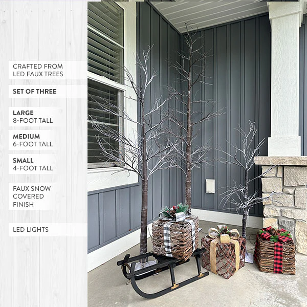 Glistening Outdoor LED Trees, Set of 3