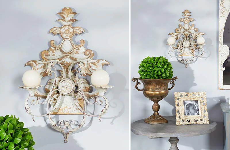 Distressed Ornate Wall Sconce