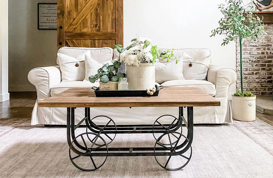 Wooden Factory Cart Coffee Table