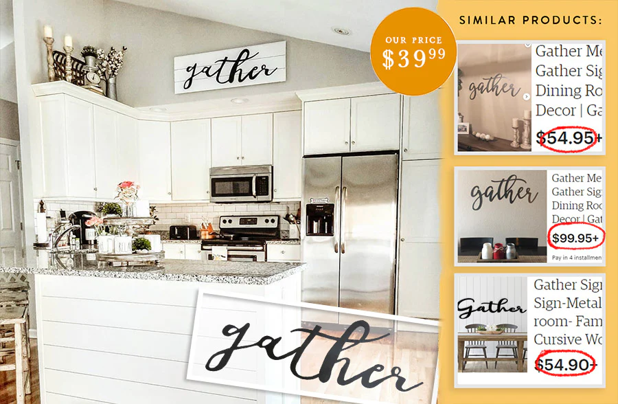 HUGE Metal Script Gather Wall Sign