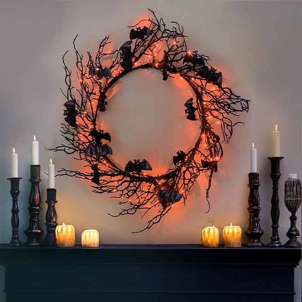 Light Up  Bat Wreath