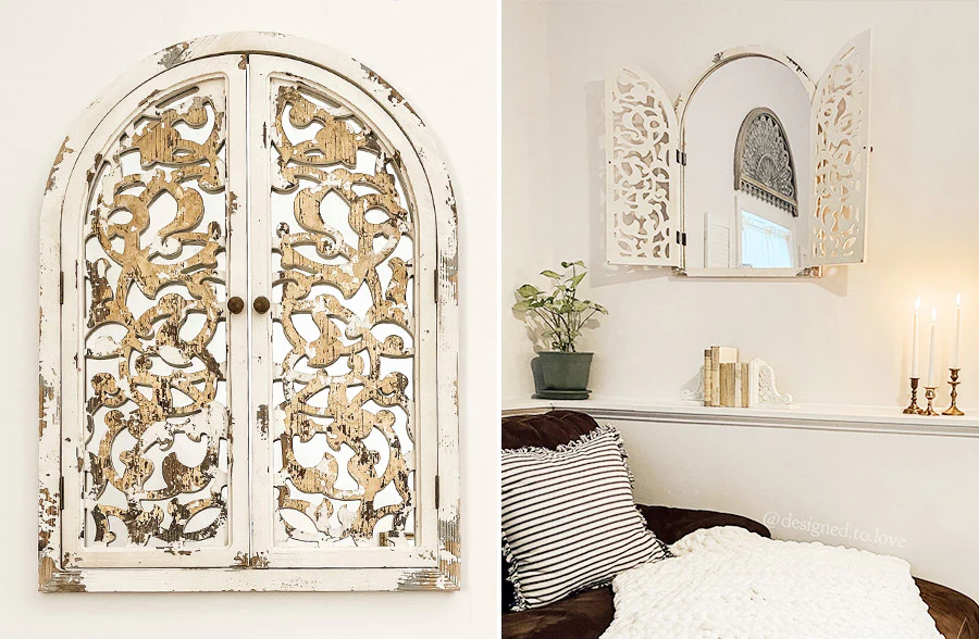 Ornate Distressed Wall Mirror