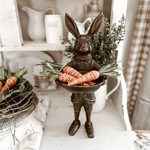 Bronze Royal Rabbit Statue with Dish