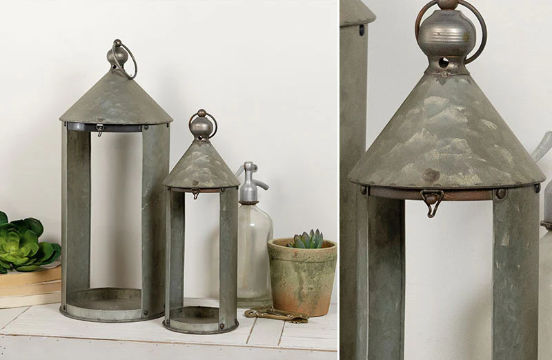 Rustic Metal Lanterns  Set of 2