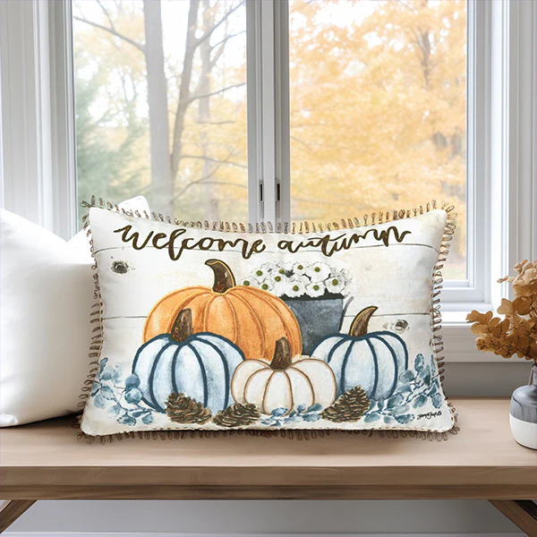Welcome Autumn Pillow | Blue Harvest
