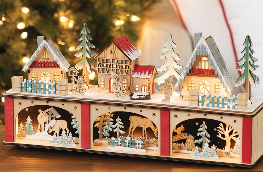 LED Two-Tiered Village Scene