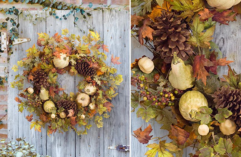 Fall Leaf and Gourd Wreath