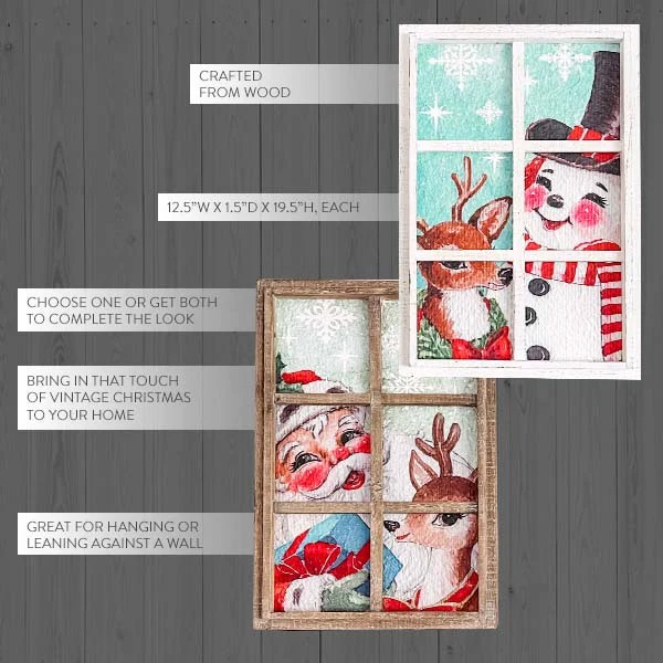 Nostalgic Holiday Scene Canvas Window Frame, Pick Your Style