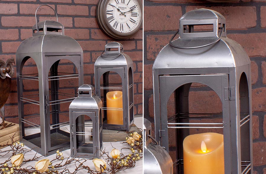 Oversized Metal Floor Lanterns, Set of 3