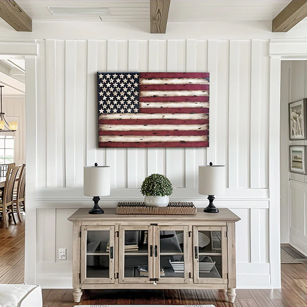 Distressed Metal American Flag Wall Decor