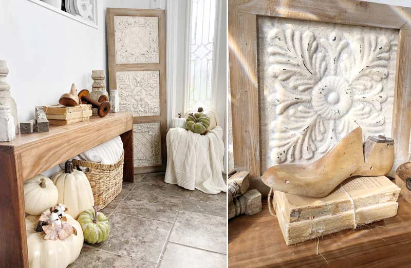 Cream Metal and Wood Medallion