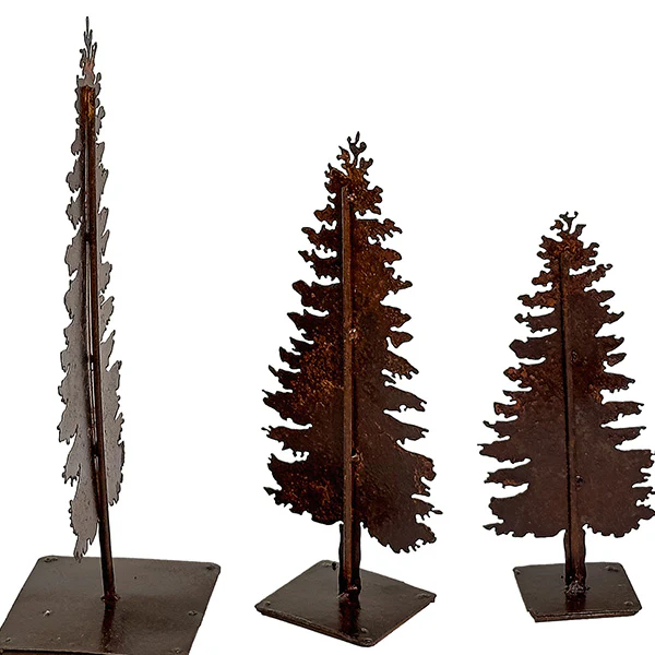 Rustic Metal Christmas Trees, Set of 4