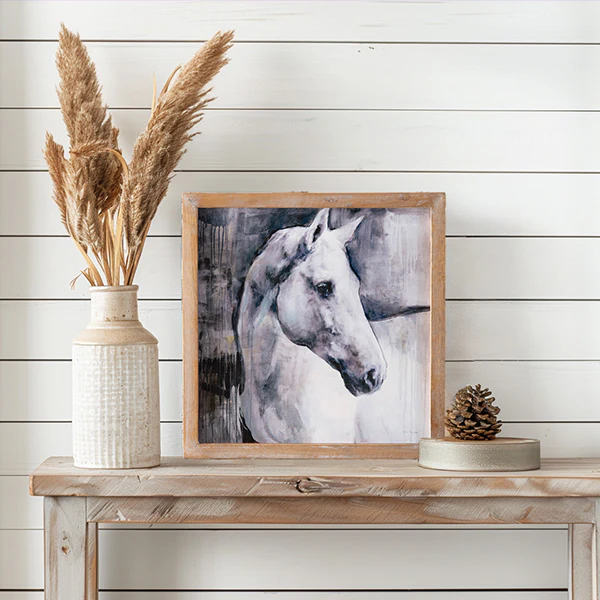 Rustic Stallion Wall Art with Wood Frame, Choose Your Style