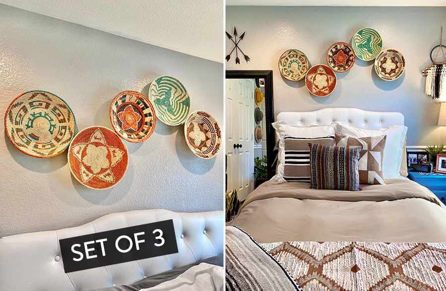 Assorted Handwoven Wall Baskets, Set of 3