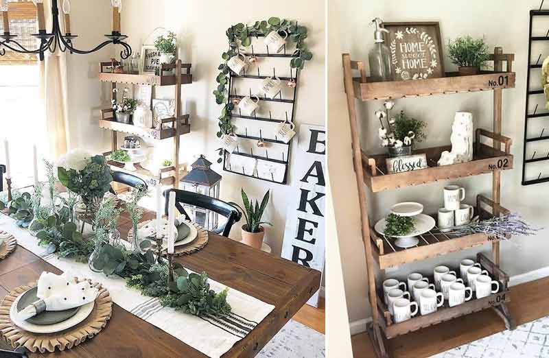Large Wooden Four Tier Crate Shelf Unit | Urban Farmhouse