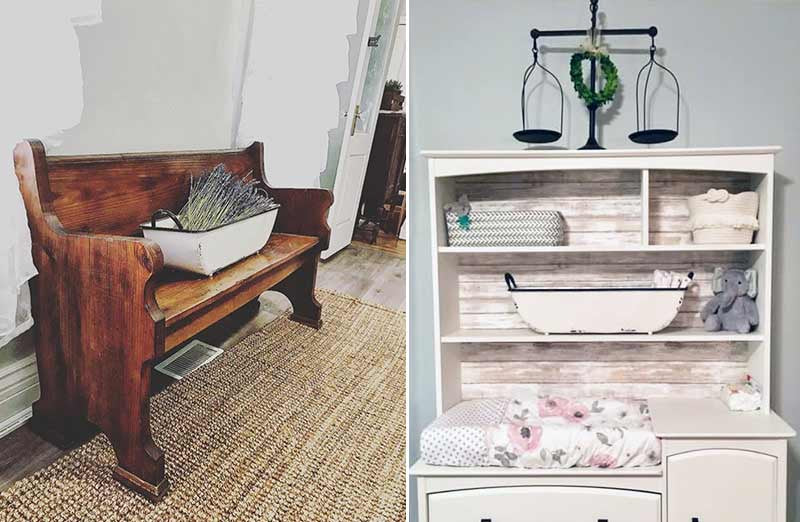 *LARGE* Distressed White Rectangle Enamel Tray