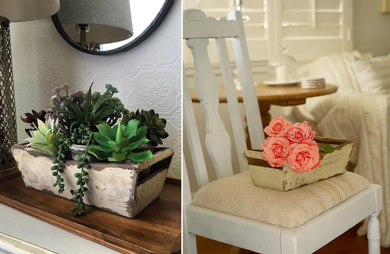 Distressed Wooden Trays  Set Of 2