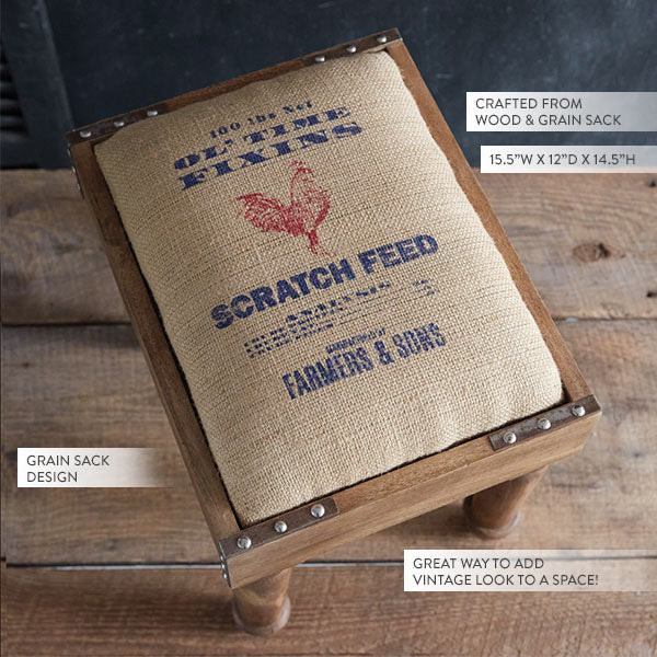 Grain Sack Footstool