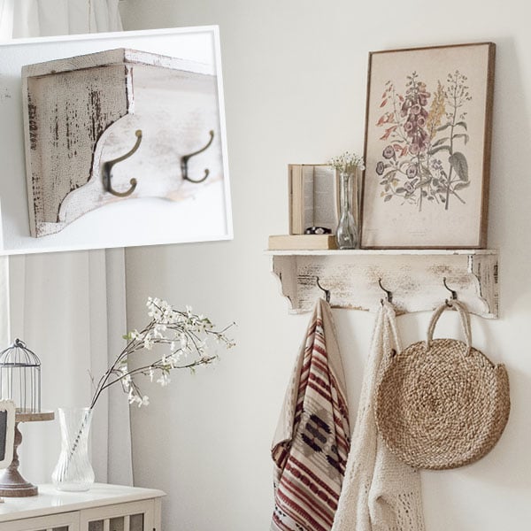 Shelf with Hooks | Victorian Cottage Farmhouse