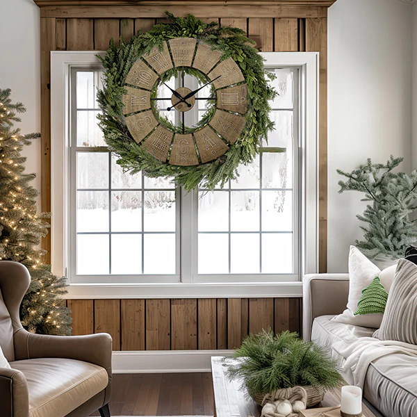 LARGE Windmill Inspired Wooden Clock