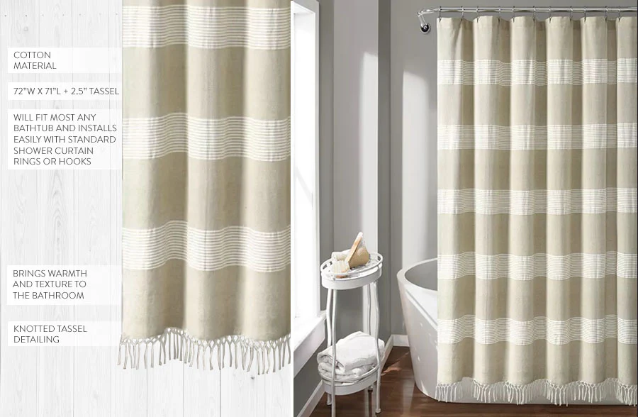 Taupe Knotted Tassel Shower Curtain
