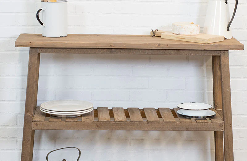 Wooden Buffet Table With Shelves