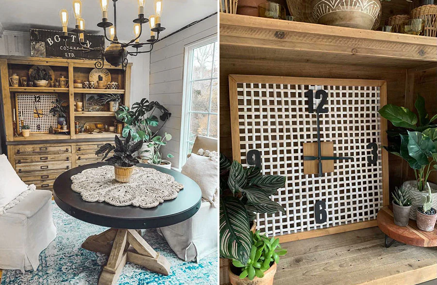 Wooden Framed Basket Weave Clock