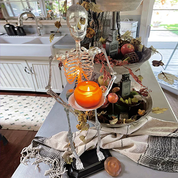 Eerie Iron Skeleton Statue