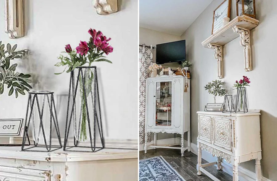 Metal Framed Bud Vases, Set of 2