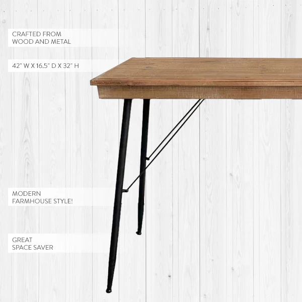Modern Farmhouse Wood and Metal Console Table