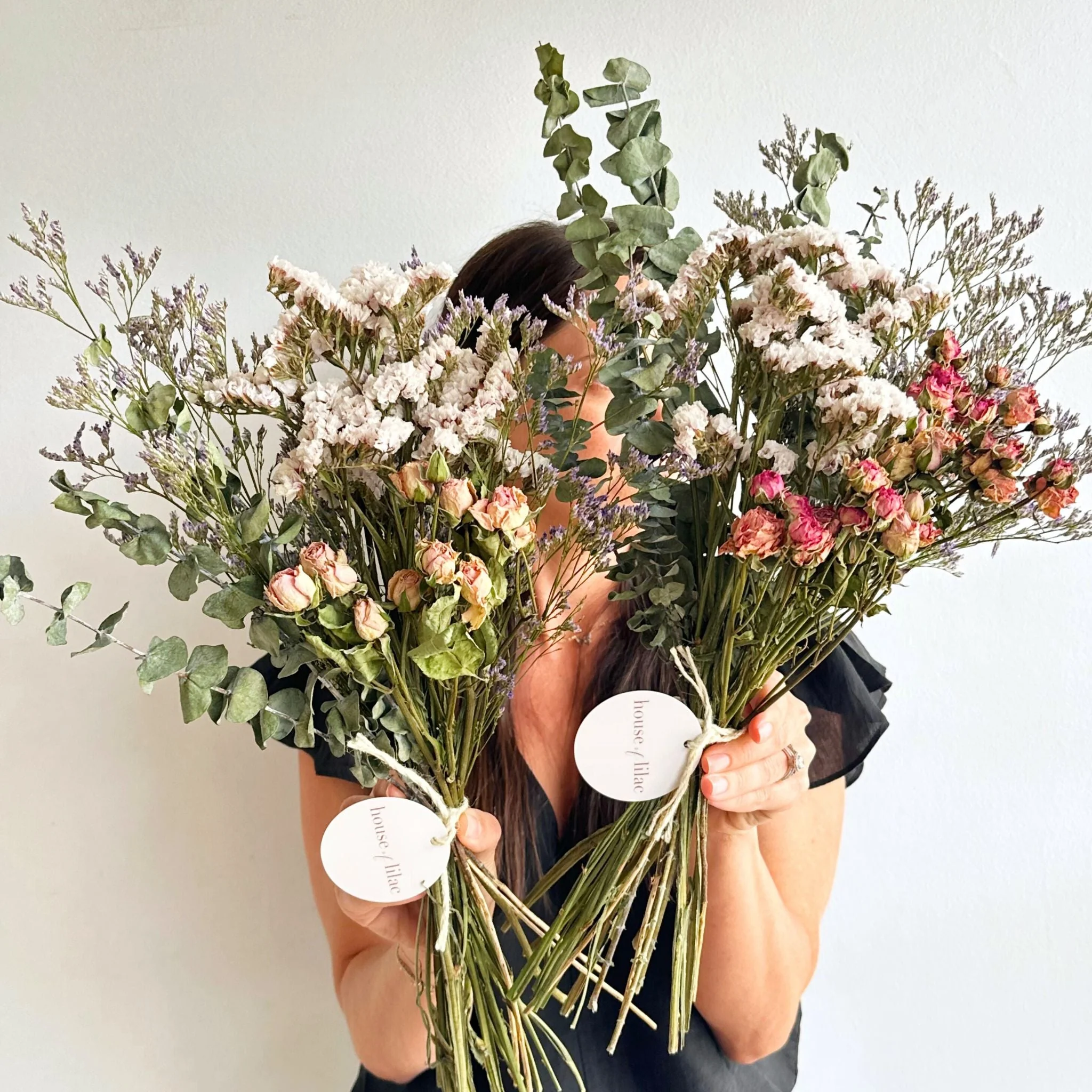 Dried Pink Spray Rose & Limonium Bouquet