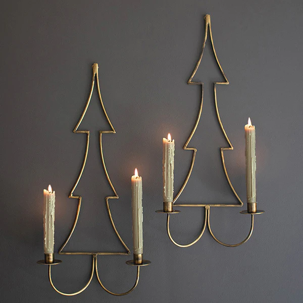 Christmas Tree Wall Sconces, Set of 2