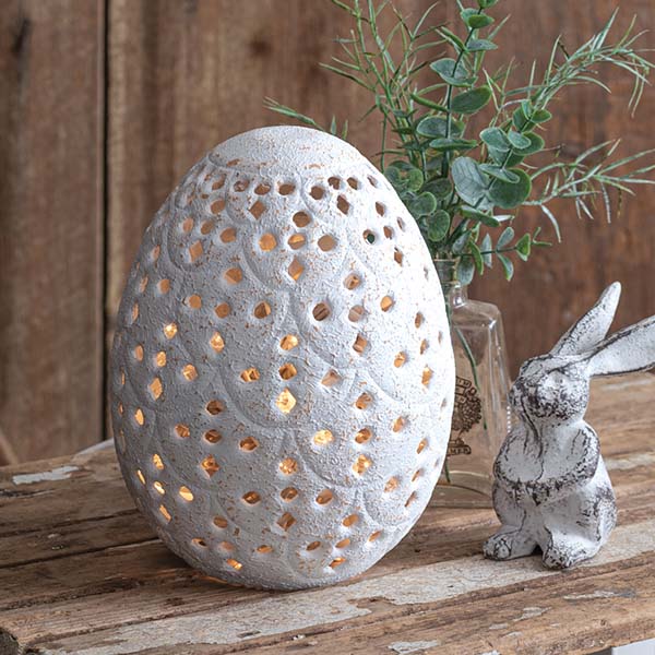 Oversized Metal Tabletop Egg Lantern